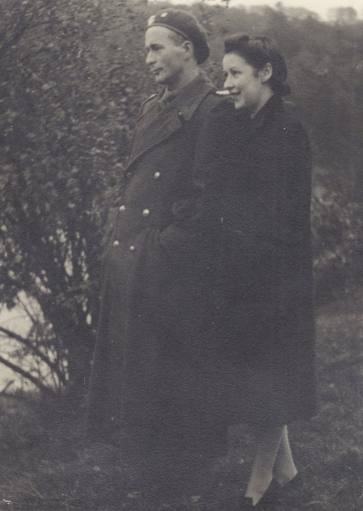 Newly-weds Jan Tomasik and Catherine Kimlin taking a walk along the Tweed in October 1942.