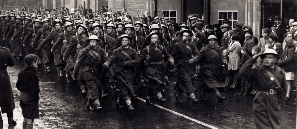 March past of men of the 1st Armoured Division in Newmarket Suffolk. Jan Tomasik can be seen.